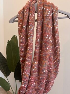 Jackson Rowe Multicolor Speckled Knit Infinity Scarf - Rust & White